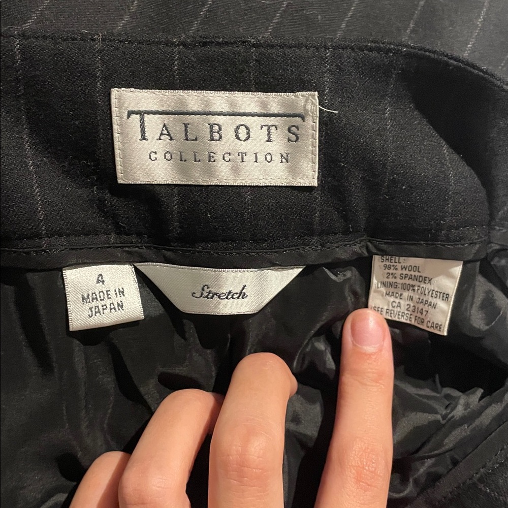 Talbots Collections Size 4 Stretch Wool Black Pin… - image 5